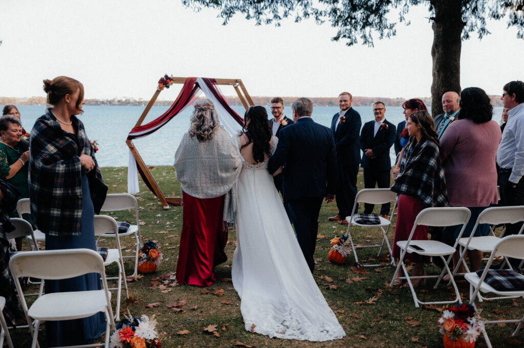 Outdoor ceremony at Belhurst Castle overlooking Seneca Lake